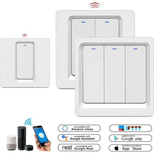 1/2/3 Gang TuYa Wifi Smart Home Gadgets Smart Lamp Switch/No Wireless Push Button Apple Homekit Google/Alexa Mobile Phone Remote