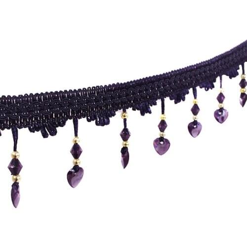 12 Yards/Lot Curtain Lace Accessories Tassel Fringe Trim DIY Love Beads crystal bead Drapery Sewing Textile Decoration