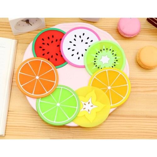 14pcs Non-slip Coasters Heat Resistance Cup Pad Creative Fruit Coasters Silicone Anti-skid Anti-scalding Cup Mat