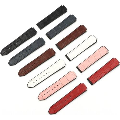 15x21mm Convex Cow leather Rubber Watchband For Hublot Watch Strap Waterproof Belt 18mm Butterfly Buckle Women Watch Accessories