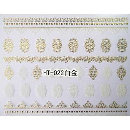 1X SELF ADHESIVE BLACK WHITE GOLD SILVER METAL NAIL ART STICKER DECAL SLIDER LACE VINE VINTAGE RUSSIAN ARABIC PATTERN HT19-21