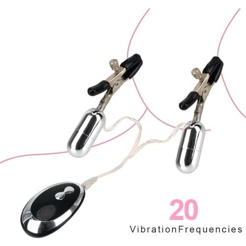 20 Frequency Nipple Clamps Clitoral Clip Breast Massage Nipple Vibrator Nipple Clitoral Stimulation Sex Toys for Women Couple