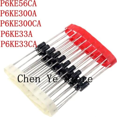 200PCS P6KE33A/P6KE33CA P6KE300A/P6KE300CA 56V P6KE56CA Transient Voltasge Suppressors TVS Diode P6KE DO-15 DIP