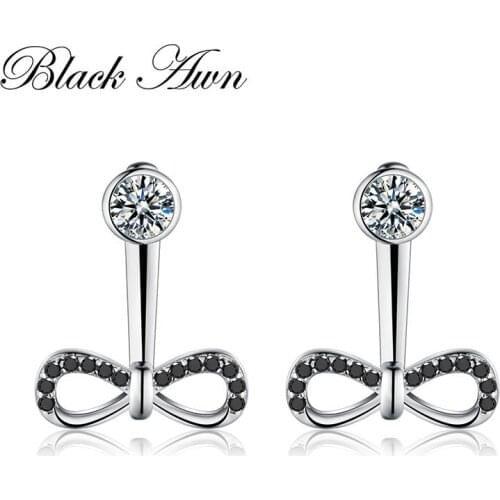 2020 New Classic 3g Genuine 925 Sterling Silver Fine Jewelry Eyes Black&White Stone Engagement Stud Earrings for Women T115