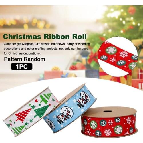 3yards/roll Polyester Random Color Birthday Wedding Portable Gift Wrapping Bow Making Party Decor Christmas Ribbon Cute Printed