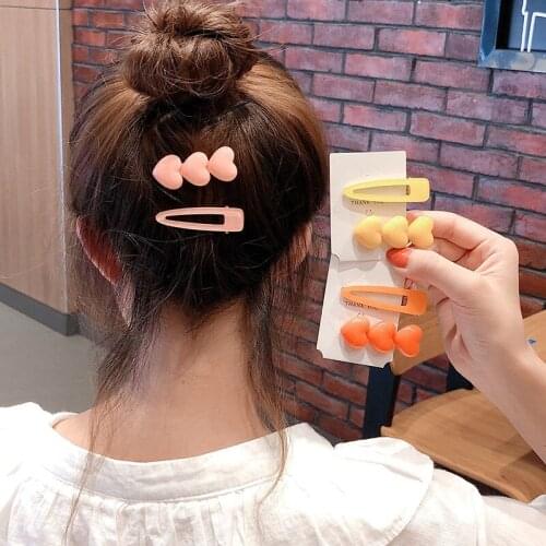 60set/lot 2pcs/set DIY Multi Acrylic Loving Heart Hair Duck Clip Simple Bang Hairpins Hair Styling Tools Hair Accessories HA1240
