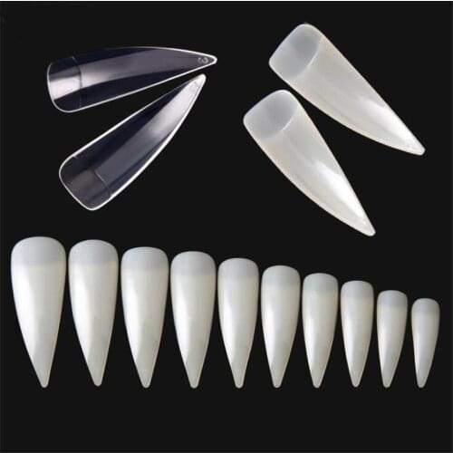 600pcs Transparent/Clear Claw Nail Tips False Nails Sharp Artificial Fake Nail Press On Half Cover Long Artificial Nail Salon #)