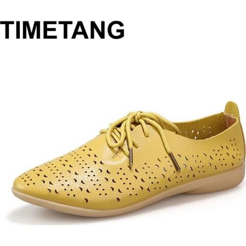 TIMETANG Cow Muscle Ballet Autumn Casual Shoes Women Genuine Leather Shoes Woman Flat Flexible Nurse Peas Loafer Flats