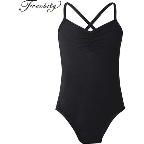 Children Ballet Tutu Dress Leotards for Dancing Spaghetti Strap Criss Cross Gymnastics Ballet Dance Leotard Girls Kids Bodysuit