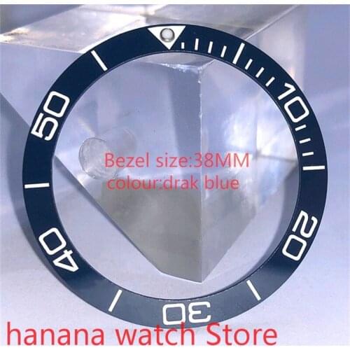 Bligers new high quality 38mm pearl rotating watch bezel drak blue is suitable for self-winding 40mm mens watch