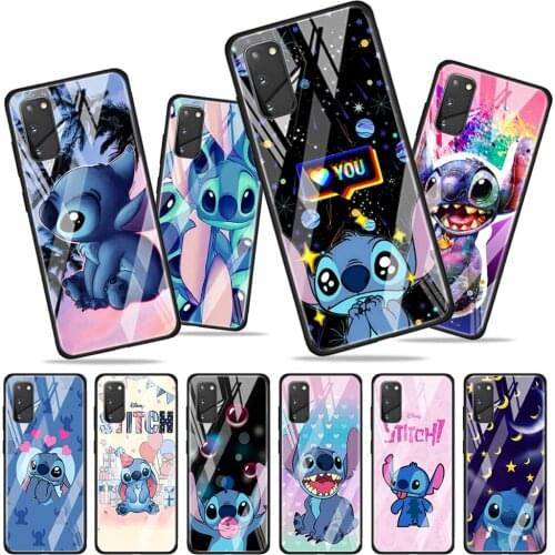 Stitch lovely disney cartoon for Samsung Galaxy S20 FE Ultra Note 20 S10 Lite S9 S8 Plus Luxury Tempered Glass Phone Case Cover