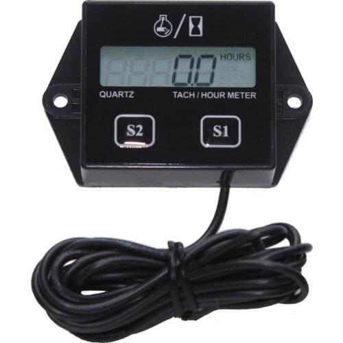 Black Motorcycle Digital ark Engine Plug Tach Hour Meter Gauge Tachometer Hot