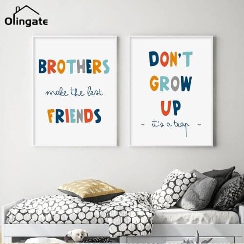 Nursery Quote Don't Grow Up Poster Cartoon Canvas Painting Pastel Color Wall Art One Piece Canvas Art Kids Room Home Decoration