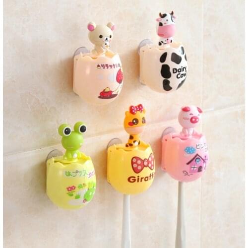 XUNZHE 1Pcs Animal Egg-shaped Toothbrush Holder Bathroom Automatic Double Suction Cup Anti-bacterial Toothbrush Holder Kids Gift