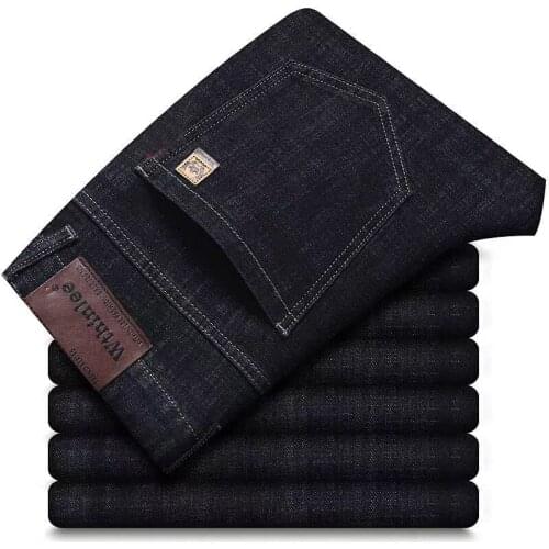 Brand Jeans Male Fashion Mens Stretch Straight Jeans Business Casual Classic Loose Denim Trousers 2021 Spring Autumn New Pants