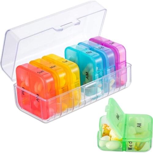 Weekly Pill Organizer 2 Times a Day, 7 Day Am Pm Pill Box, Daily Am Pm Pill Organizer 7 Day, Portable Vitamin Pill Case