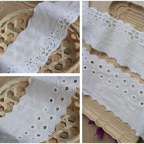 14Yards Exquisite Cotton Cloth Embroidery Lace Fabric Garment Needlework Sewing DIY Handmade Accessories Clothes Decoration 287