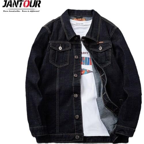 Jantour Spring Autumn Mens Denim Jacket Mens Trendy Fashion Bomber Thin Ripped Denim Cotton Jacket Male Plus Size 7XL 8XL