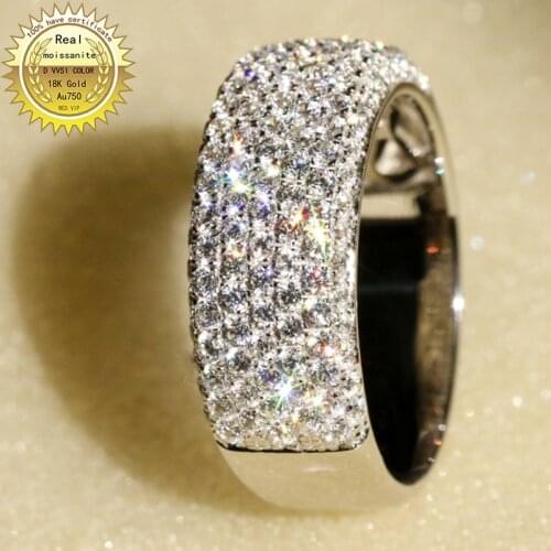 100% real 18K Gold ring Moissanite Diamond Ring D color VVS M-014