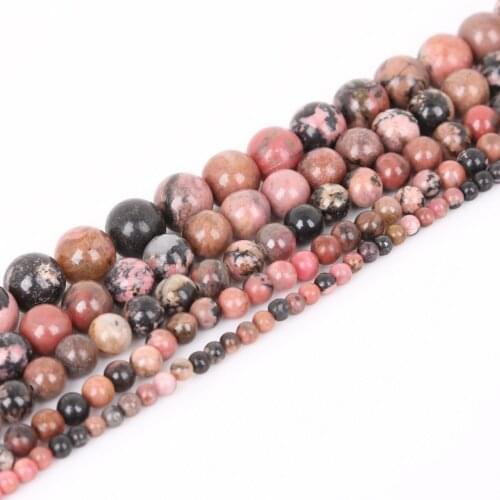 Top Sale 4/6/8/10/12mm Natural Black Stripes Rhodochrosite Stone Beads For Jewelry Making DIY Necklace Bracelet