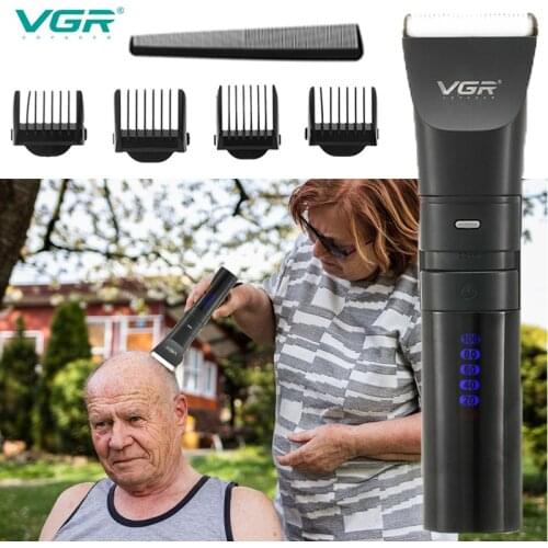 VGR Ceramic Blade Hair Clipper Fillet LCD Display Electric Trimmer Full Body Washing Haircuting Machine V-286