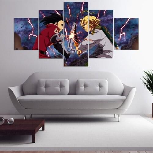 Home Decor Modular Poster Canvas Picture 5 Piece The Seven Deadly Sins Melioda Animation Painting Living Room Wall Art Pictures