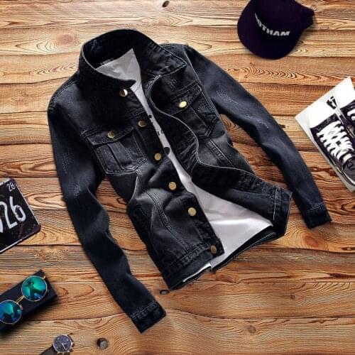 PLUS S-5XL Mens Jackets Spring Autumn Male Coats Turn-Down Collar Single Breasted Cowboy Slim Casual Man Outerwear Clothes H58