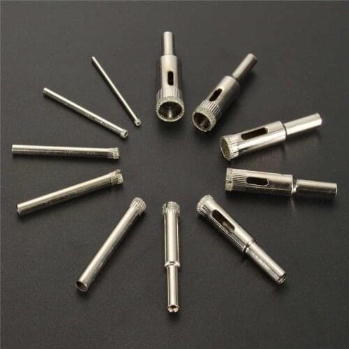 11Pcs Diamond Coated Core Hole Saw 3/4/5/6/7/8/9/10/11/12/14 mm Drill Bit Set Tools For Tiles Marble Glass set