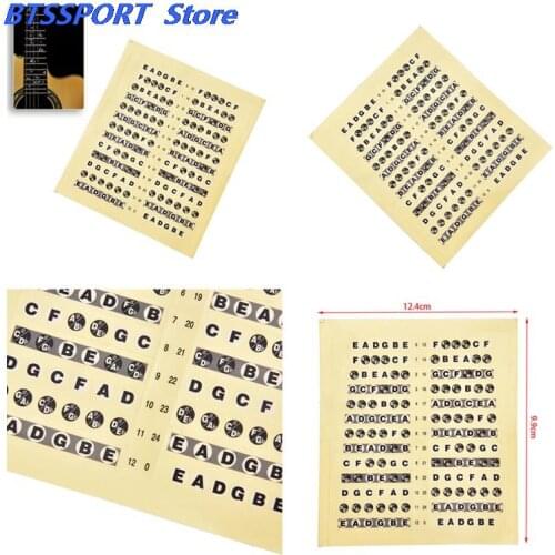 Gmarty 1Pc Guitar Fretboard Stickers 6 String Note Labels Guitars Fret Scale Mark Stickers For Bass Electric Guitar Accessories