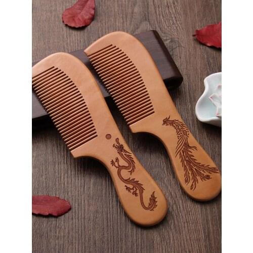 Natural Peach Comb Manufacturers Direct Large Anti-static Peach Comb Free Logo Gift Comb Stall Wholesale