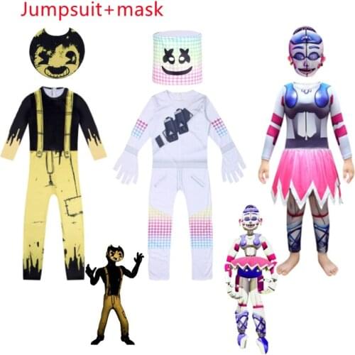 2021 Newest Halloween Performance Costume Cartoon Fnaf Freddy Anime Christmas Gift for Kid Funny Marshmello Jumpsuits for Kids
