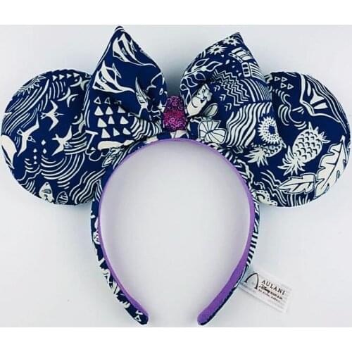 New Aulani Hawaii Mickey Minnie Ears Headband Tori Richard blue flowers