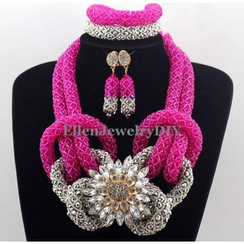 New Arrived Statement Necklace Nigeria Wedding Set Necklace Classic Women Crystal African Beads Jewelry Set W12804