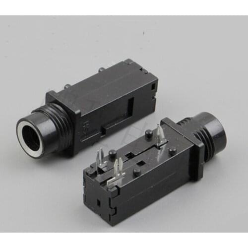PJ-601A black 6.35MM microphone socket 3 feet stereo headphone jack 9mm