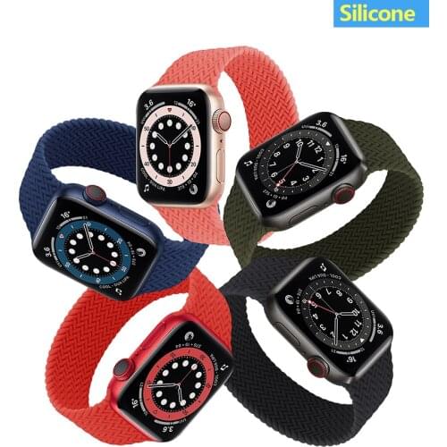 Solo Loop For Apple watch band 44mm 40mm 38mm 42mm Elastic Braided Texture Silicone belt bracelet iWatch series 6 5 4 3 se strap