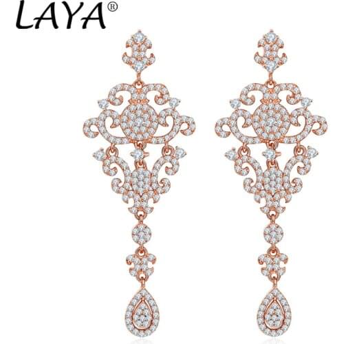 LAYA 925 Sterling Silver Fashion Personality Design High Quality Zircon Drop Earrings Luxury Jewelry Gift For Girls' Party