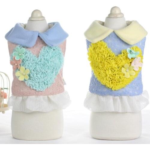 Pet Products Dog Winter Coats Cute Love Lace Female Soft Coats Downs Parkas Clothing For Dogs Puppy Dog Cat Pet Clothes Apparel