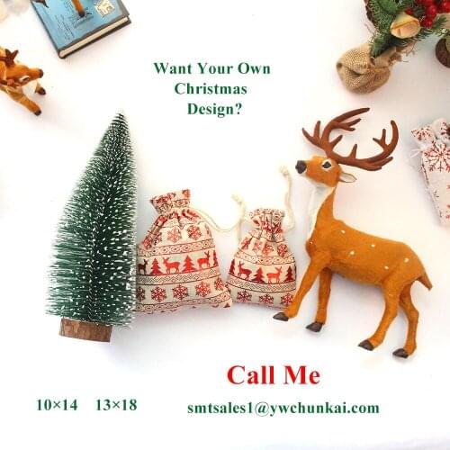 Deer Party Decor Sachet Gift Organizer Pouches Christmas 10Pcs/Lot 10x14 13x18 Santa Kids Toy Storage Bag Can Print Logo