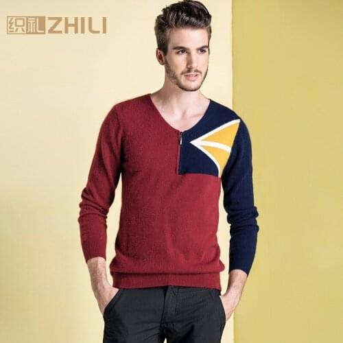 High Quality Mens V-Neck Cashmere Sweater 2017 Fashion Winter Soft Warm Solid color Full sleeve Kintted Pullovers