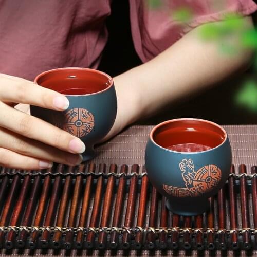 Yuhu Mingxiang Yixing raw ore tianqingni pure handmade purple sand double color master cup single cup tea cup tea set