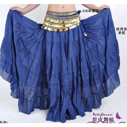 1pcs/lot Women Linen Belly Dance Tiered Bohemian Skirt Tribal Dancing Show Maxi long big hem skirt