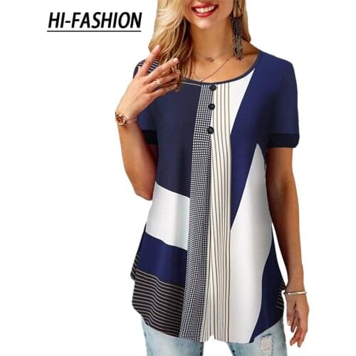 2021 Summer Women Loose Casual Tops Korean Female Striped Lattice Printed O Neck Short Sleeves Plus Size Mom Chiffon T Shirts