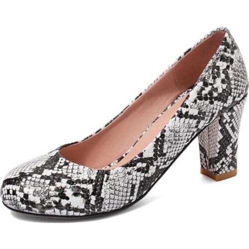 New Women Pumps Ankle Thick Heel Women Shoe Square high Heels 7cm Dress Work Pumps Comfortable Ladies Shoes size 31-47 222-8