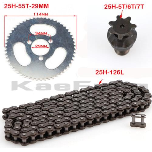 47cc 49cc 2 stroke engine parts 25H 108\112\ or 136 links chain loops and rear 68T 29 inner diameter sprocket