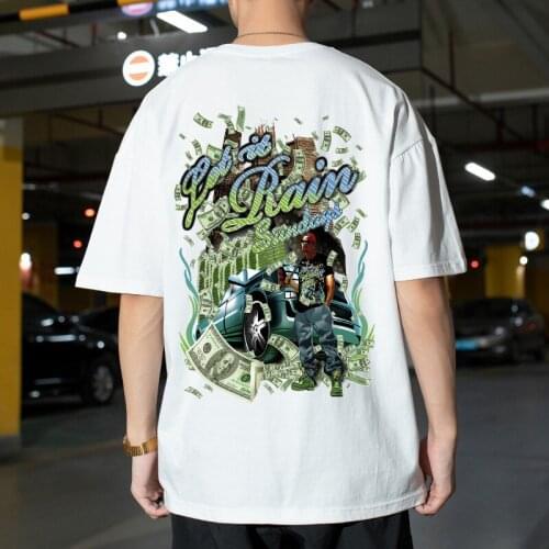 2021 Summer New Men Dollar bills Round neck print T-shirt Men Comfortable Short sleeve T-shirt 3XL