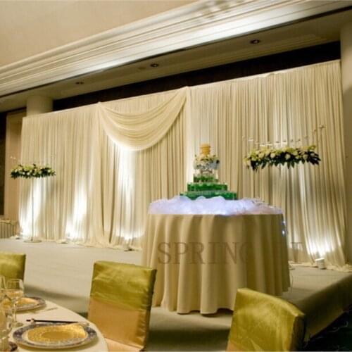 3M*6M White wedding backdrop with beautiful swags wedding decoration wedding curtain