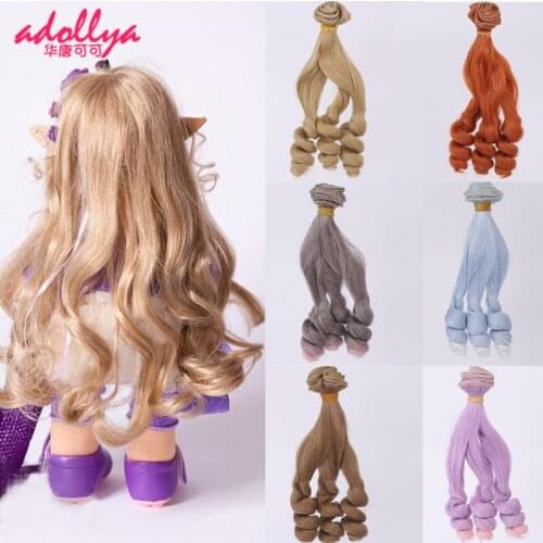 Adollya 25cm Hair For Dolls Big Wavy Curly Hairs 1/6 1/4 1/3 Bjd Doll Accessories Wigs Educational Toys For Girls Christmas Gift