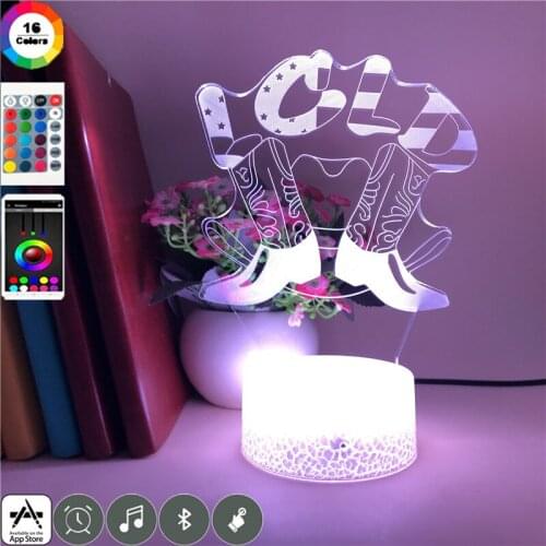 Blank Acrylic 3D Night Light LED Step Dance Cute Desk Lamp Kids Room Club Atmosphere Decor Nightlight Fans Gift Bluetooth Base