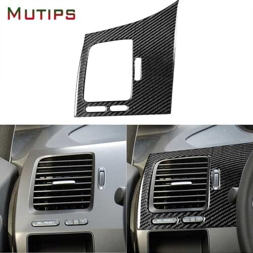 Mutips Car Dashboard Left Side Air Outlet Vent Panel Cover Trim Frame LHD Carbon Fiber Sticker For Honda Civic 8th Gen 2006-2011