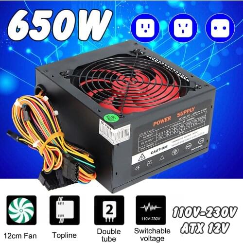 650W PC Computer Power Supply Computer PC CPU Power Supply 20+4-pin 12cm Fans ATX 12V Molex PCIE w/ SATA PCIE